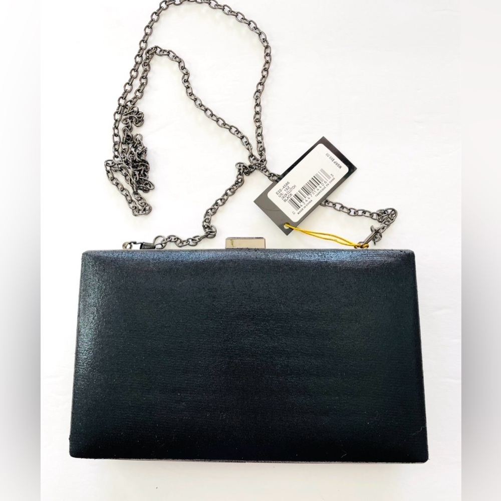 Bebe Black Rhinestone Clutch with Chain - Picture 2 of 9